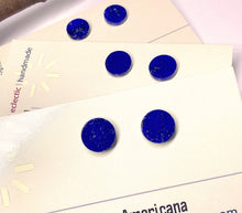 Load image into Gallery viewer, Lapis Lazuli Coin Shaped Studs