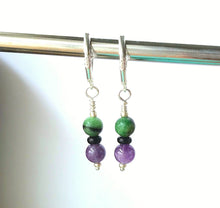Load image into Gallery viewer, Amethyst and Zooisite Dangle