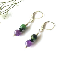 Load image into Gallery viewer, Amethyst and Zooisite Dangle