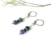 Load image into Gallery viewer, Amethyst and Zooisite Dangle