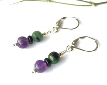 Load image into Gallery viewer, Amethyst and Zooisite Dangle