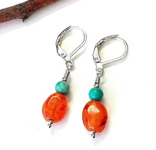 Load image into Gallery viewer, Carnelian and Turquoise Earrings