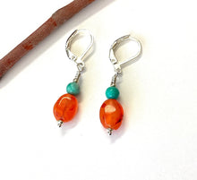 Load image into Gallery viewer, Carnelian and Turquoise Earrings