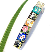 Load image into Gallery viewer, Glass Hair Barrette with Floral Tiles