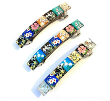 Load image into Gallery viewer, Glass Hair Barrette with Floral Tiles