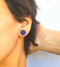 Load image into Gallery viewer, Lapis Lazuli Coin Shaped Studs