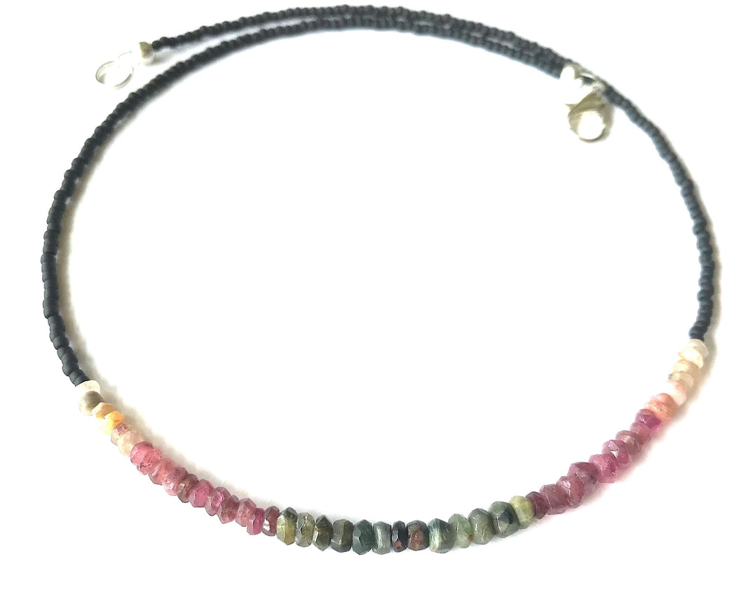Tourmaline with Black Seed Beads