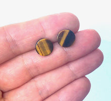 Load image into Gallery viewer, Tigers Eye Coin Shaped Studs