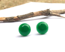 Load image into Gallery viewer, Large Green Jade Studs