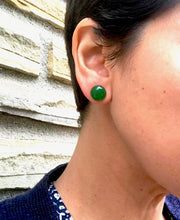 Load image into Gallery viewer, Large Green Jade Studs