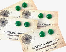 Load image into Gallery viewer, Large Green Jade Studs
