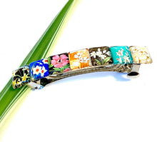 Load image into Gallery viewer, Glass Hair Barrette with Floral Tiles
