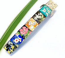 Load image into Gallery viewer, Glass Hair Barrette with Floral Tiles
