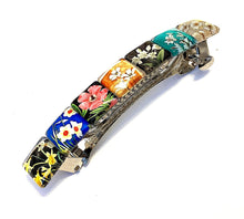 Load image into Gallery viewer, Glass Hair Barrette with Floral Tiles
