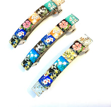 Load image into Gallery viewer, Glass Hair Barrette with Floral Tiles
